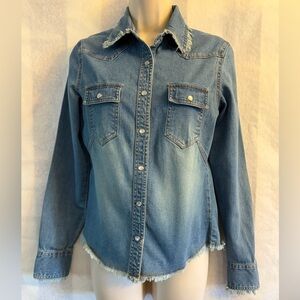 Vintage Denim Button-Up shirt Women's long sleeve Top by Periscope Sz-M. DD10